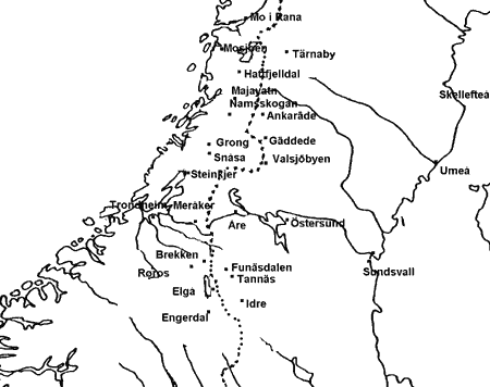 Figur 5.4 Det sørsamiske språkområdet