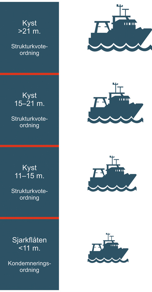 Figur 3.5 Illustrasjon av gruppeinndeling i kystfiskeflåten for torsk