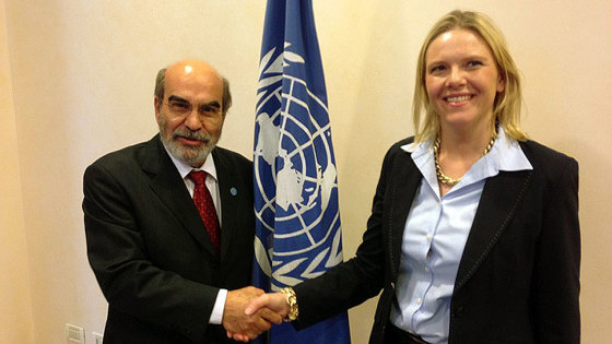 FAOs generalsekretær José Graziano da Silva og landbruks- og matminister Sylvi Listhaug under gårsdagens møte.