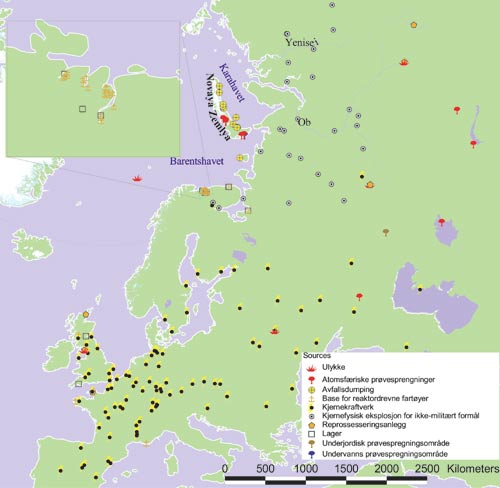Figur 3.22 Radioaktive kilder i Nordvest-Russland