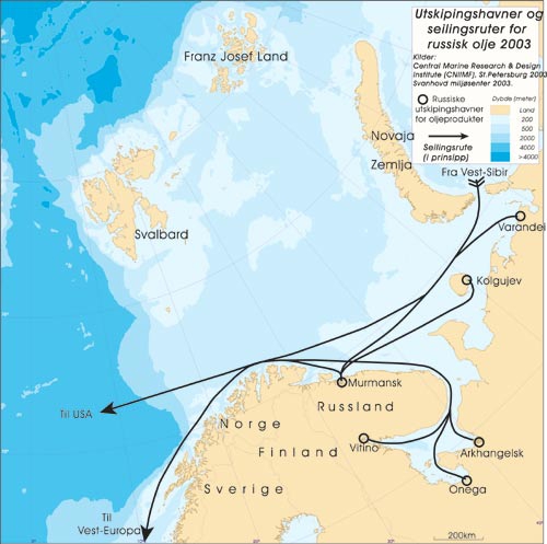 Figur 3.23 Utskipningsterminaler i Nordvest-Russland