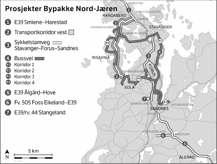 Figur 4.1 Bypakke Nord-Jæren – oversiktskart