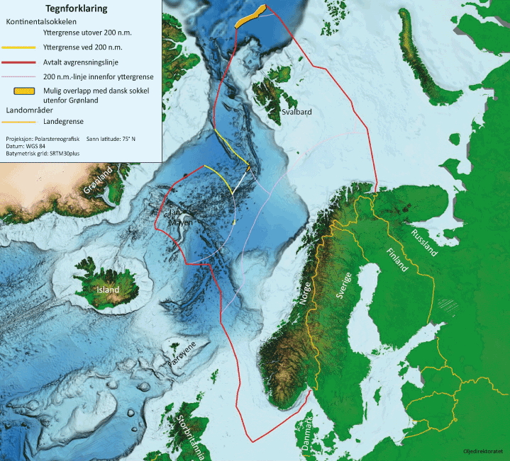Figur 3.2 Norges kontinentalsokkel i nord