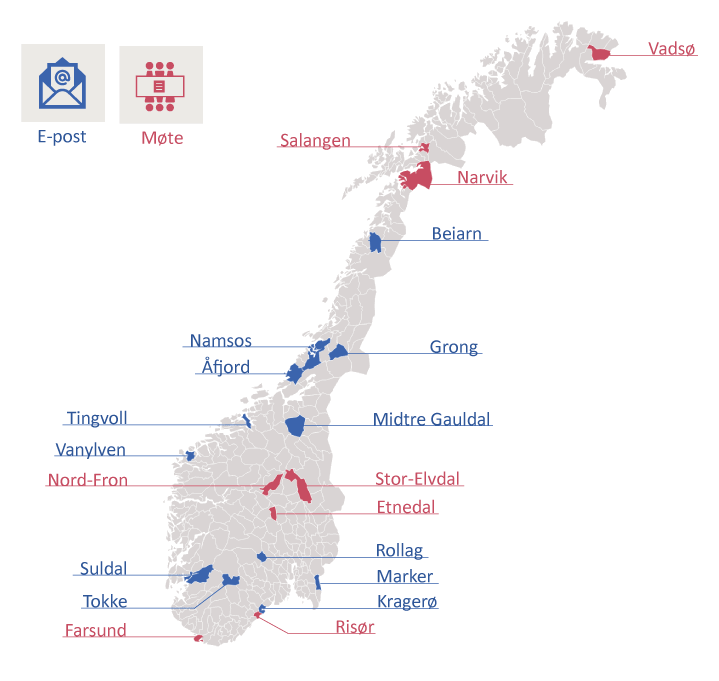 Figur 1.2 Kommuner som har gitt utvalget innspill