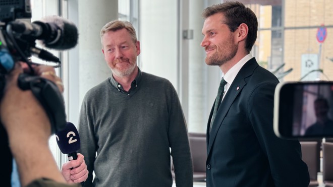 Leder i Norges Bondelag Bjørn Gimming og landbruks- og matminister Nils Kristen Sandtrøen.