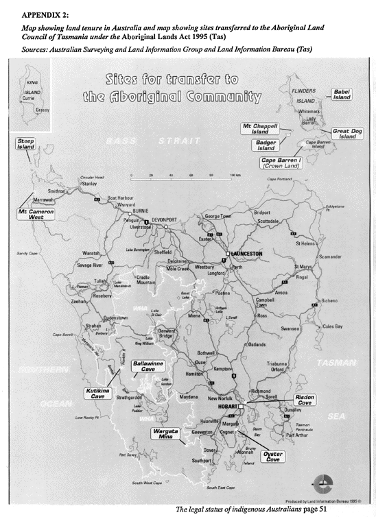 Figur 6.2 Vedlegg 2. Kart som viser arealbruken i Australia og kart som viser steder
som er overført til Styret for urinnvånerland i Tasmania etter lov
om urinnvånerland (Tasmania) av 1995