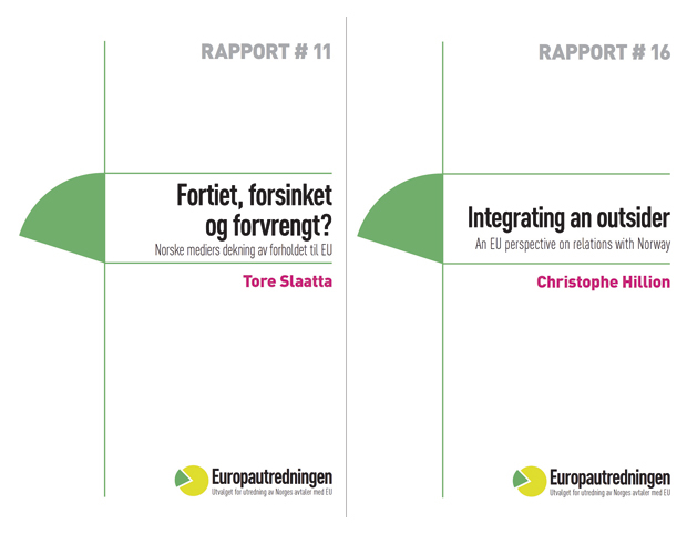 Figur 2.2 Som ledd i arbeidet har Utvalget innhentet 21 eksterne rapporter, som er publisert løpende i en egen rapportserie. De ligger også fritt tilgjengelig i pdf på Utvalgets hjemmeside (europautredningen.no) under «eksterne utredninger».