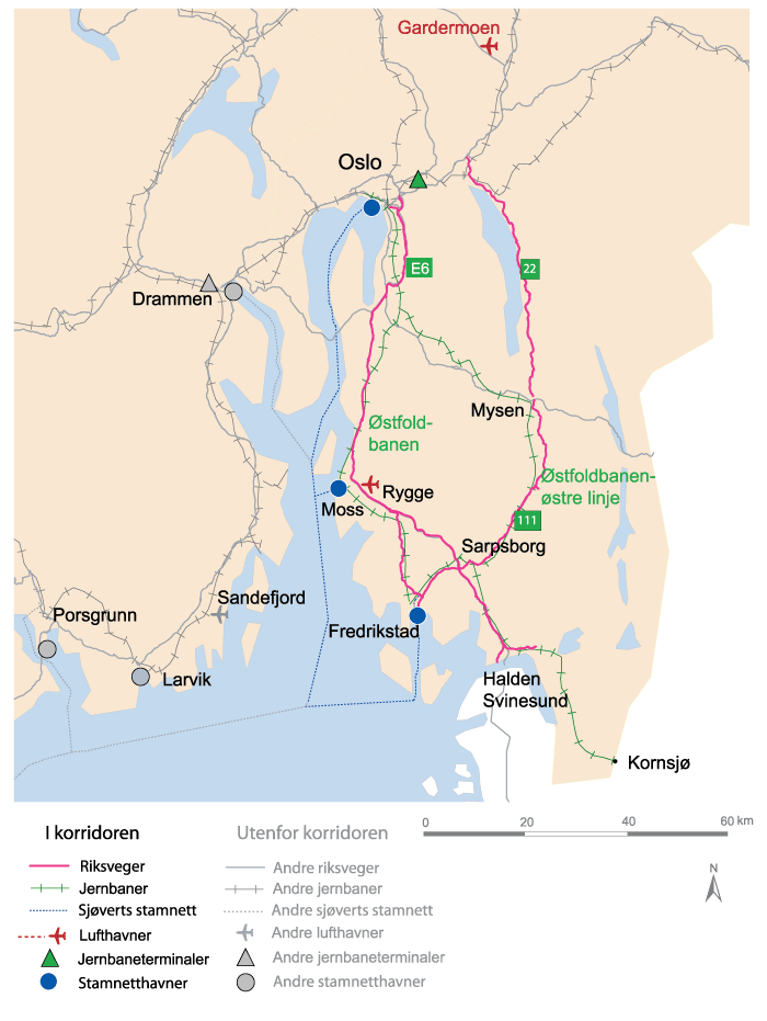 Figur 10.21 Korridor 1 OsloSvinesund/Kornsjø