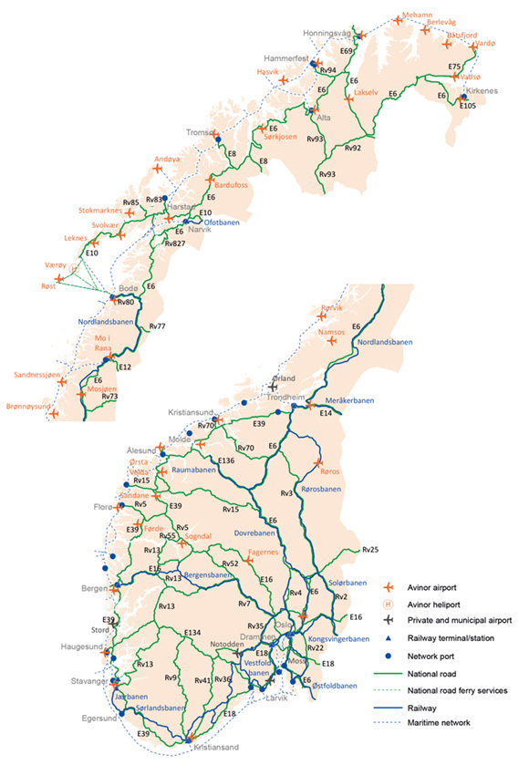 Figure 1.1 Map of national infrastructure