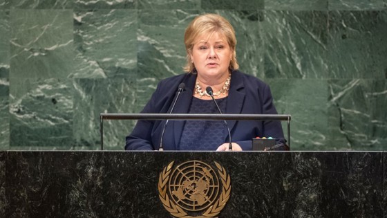 Prime Minister Erna Solberg at the United Nations General Assembly 2018