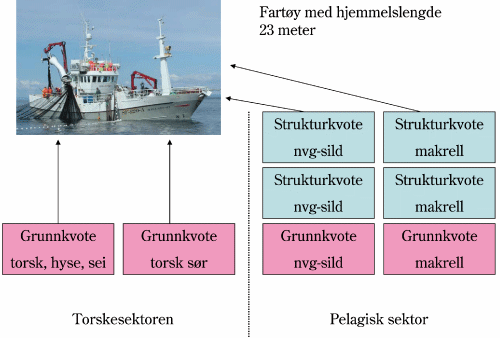 Figur 4.10 Eksempel på struktureringsmuligheten innenfor pelagisk sektor for fartøy med hjemmelslengde 23 meter
