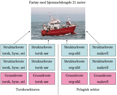 Figur 4.8 Dagens kvotetak i kystflåten