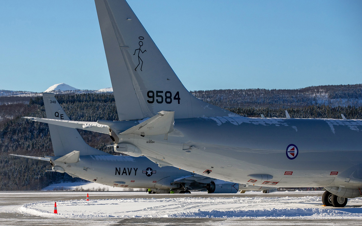 Figur 12.11 Materiellikhet er en viktig forutsetning for interoperabilitet. P-8 Poseidon maritime patruljefly fra US Navy og Luftforsvaret opererte sammen under øvelse Joint Viking 2023.