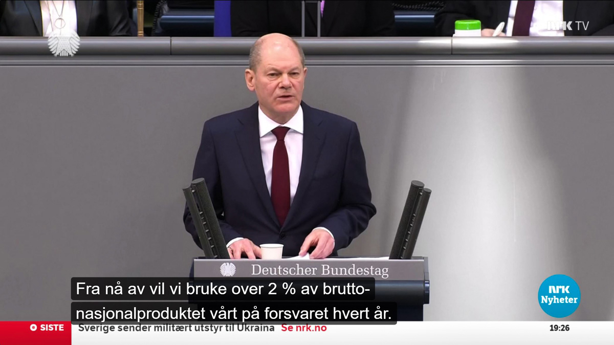 Figur 4.10 Den tyske forbundskansleren, Olaf Scholz, erklærte et tysk tidsskille 27. februar 2022.