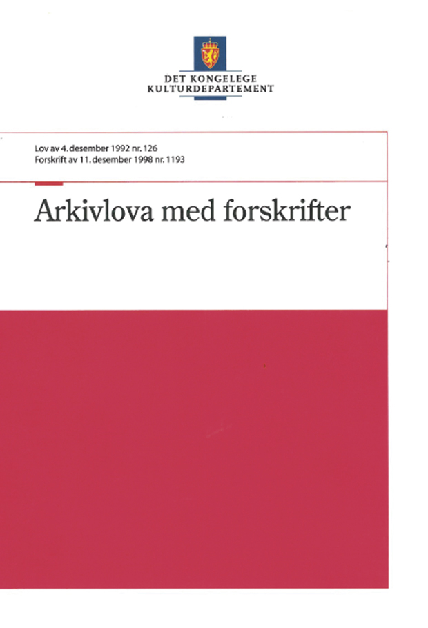 Figur 4.1 Arkivlova med forskrifter