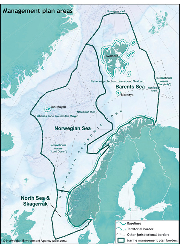 Figure 5.4 Map of Norway’s marine management plan areas.