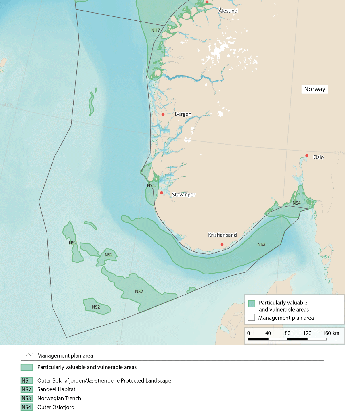 Figure 4.10 Particularly valuable and vulnerable areas in the North Sea and Skagerrak.