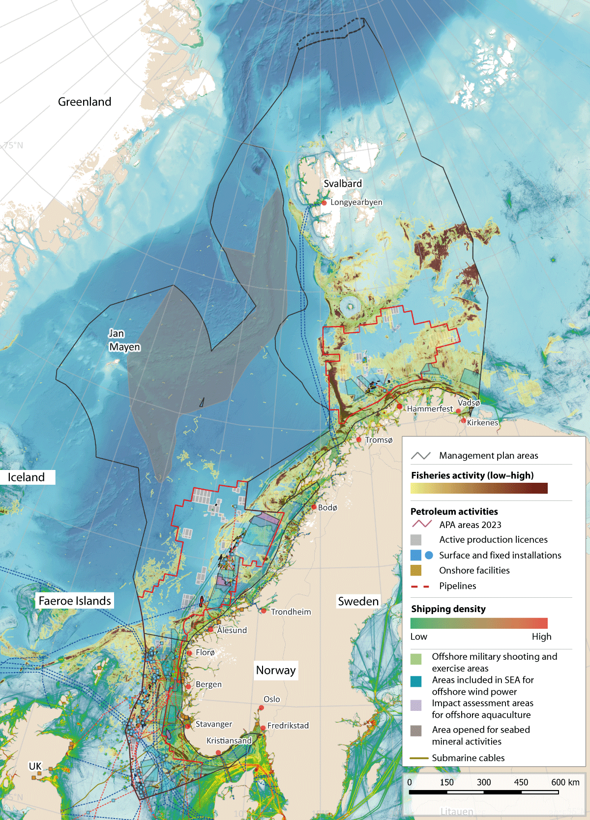 Figure 7.1 Overview of activity in the management plan areas.