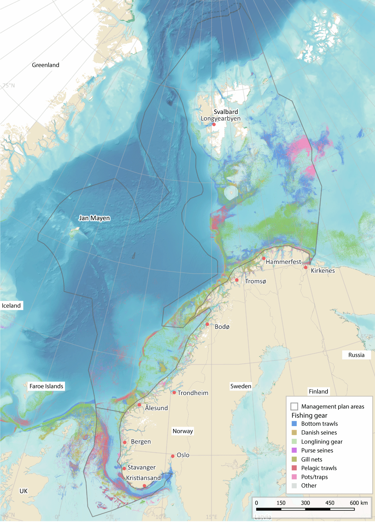 Figure 7.3 Map of fisheries activity in Norwegian waters