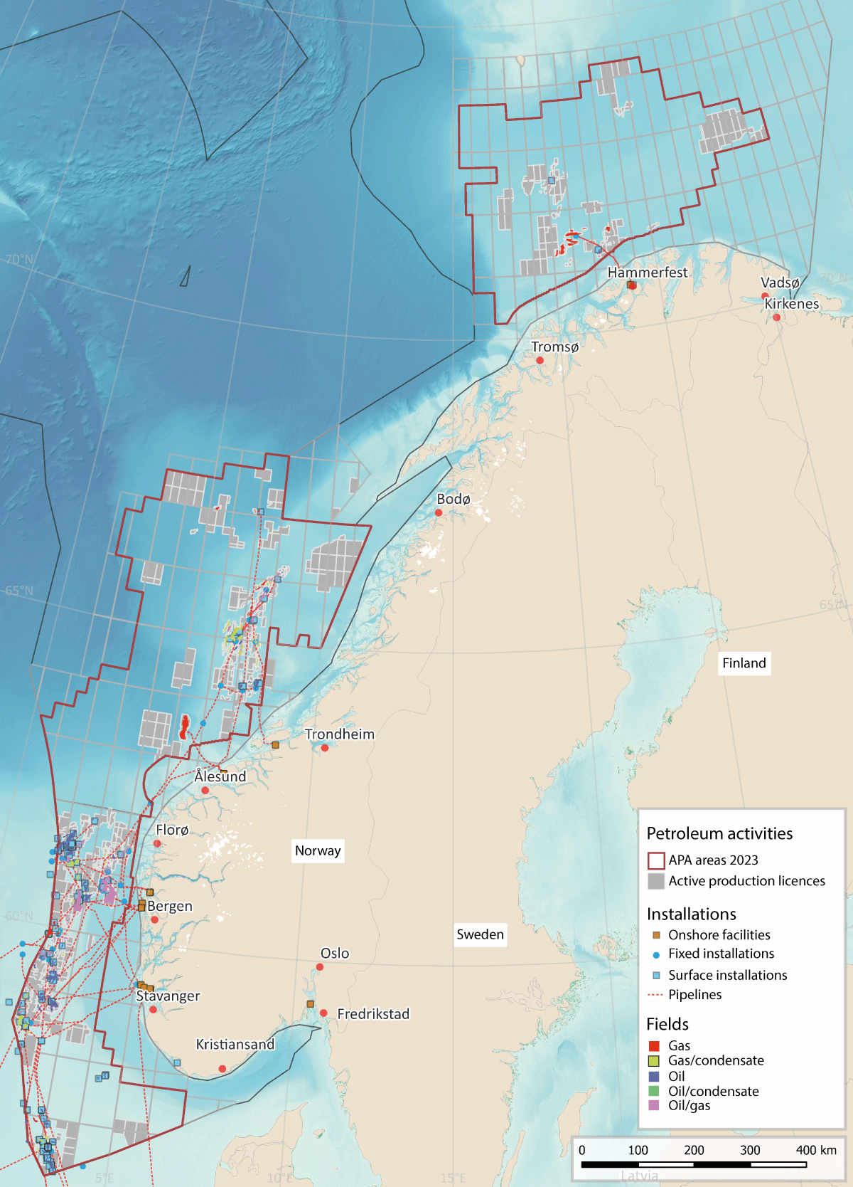 Figure 7.5 Petroleum activity on the Norwegian continental shelf.