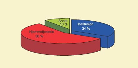Figur 4.2 Fordeling nye årsverk pleie- og omsorgstjenesten 1998–2001