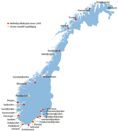 Figur 10.3 Områder med tiltaksplaner