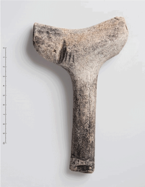 Figur 6.5 Mulig skinnskrape tilvirket av reinsdyrhorn, ulovlig utgravd fra automatisk fredet lokalitet i Norge, og deretter utført til Nederland.