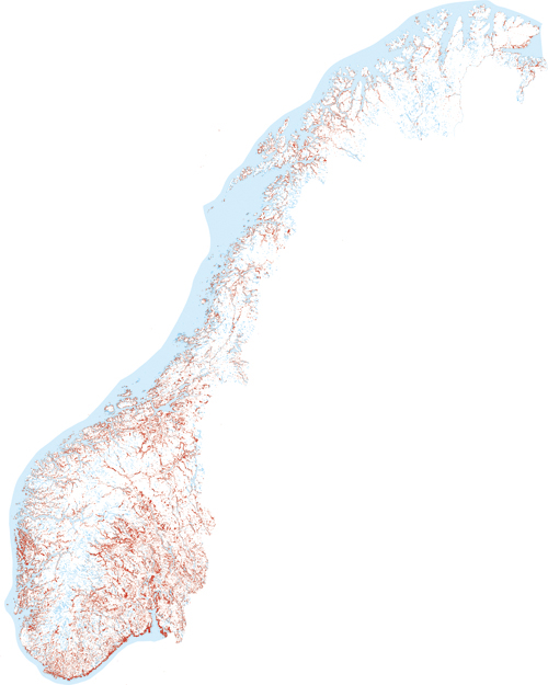 Figur 11.4 Hytter i Norge pr. 1. januar 2004. Basert på GAB-registreringer
fra kommunene.