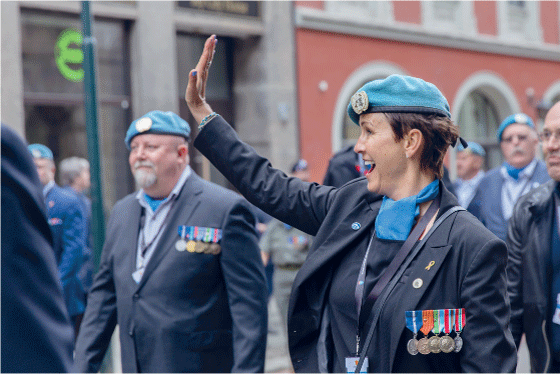 Figur 6.5 Parade under Norsk Militær Tattoo 2018 med veteraner under UNIFIL-jubileet 20. april 2018.