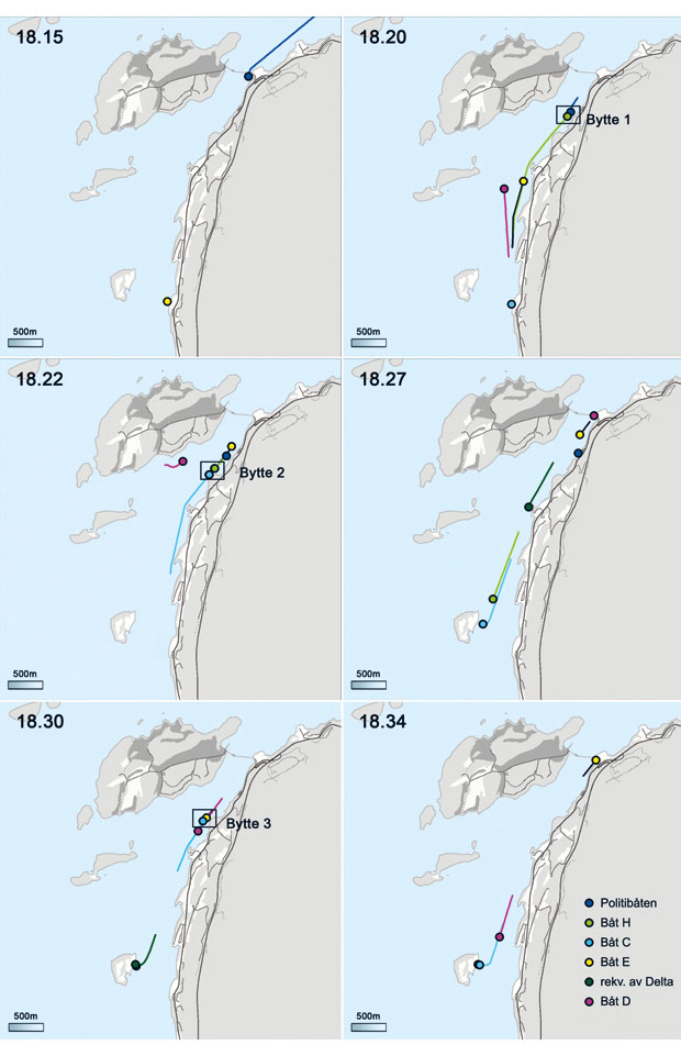 Figur 7.25 Beredskapstroppens (BT) forflytning fra oppmøtestedet til Utøya.