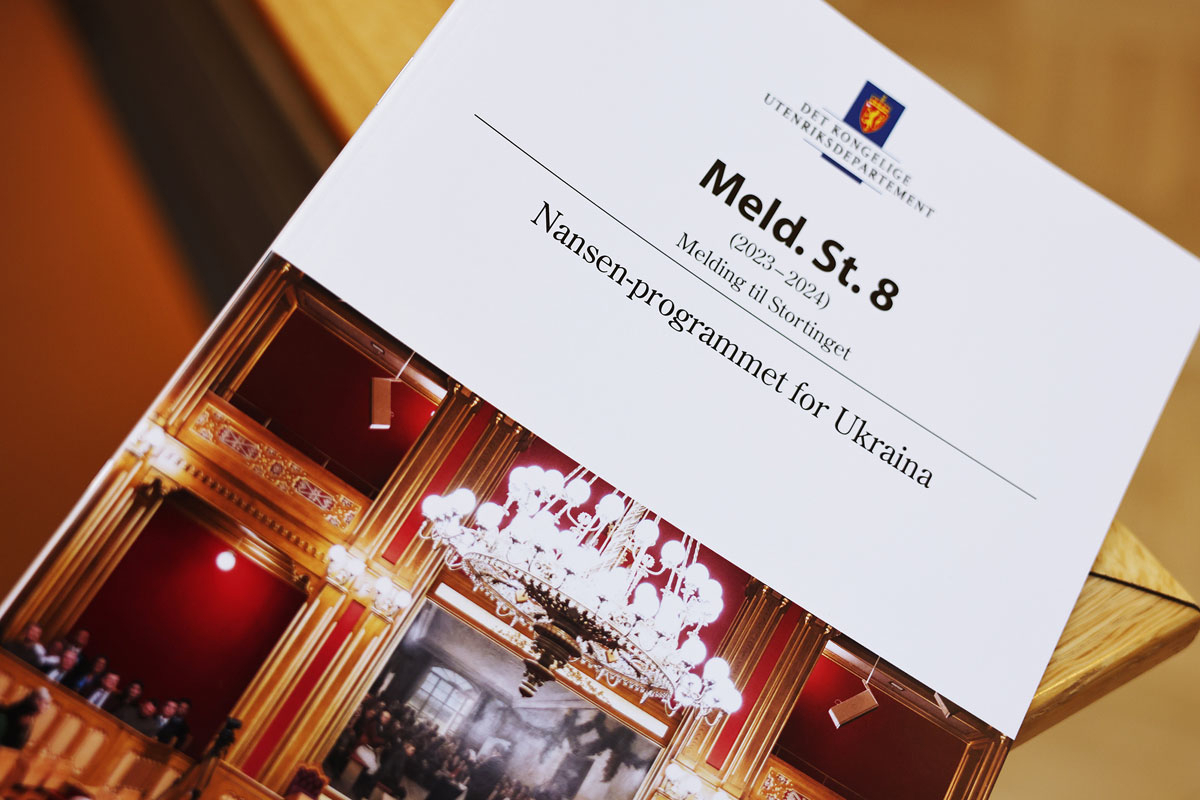Figur 7.2 Regjeringen la frem stortingsmeldingen om Nansen-programmet for Ukraina i februar 2024.