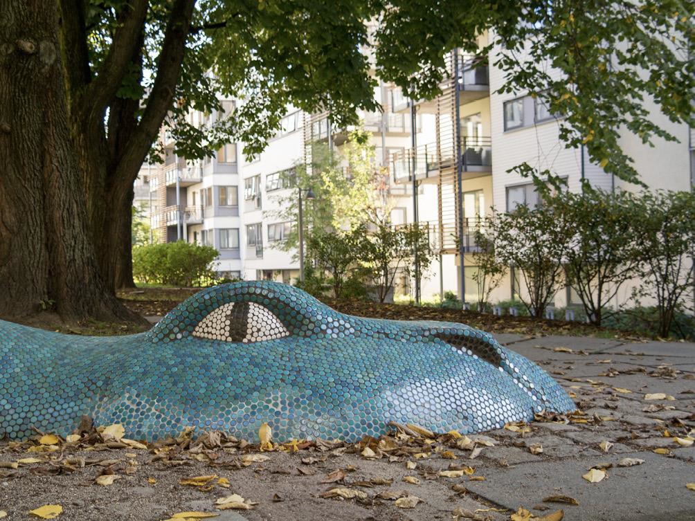 Den blå dragen i Pilestredet park, Oslo. Foto: Jan Hausken