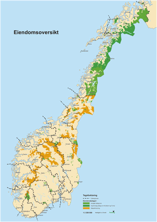 Figur 14.1 Oversikt over statsgrunn i Norge.