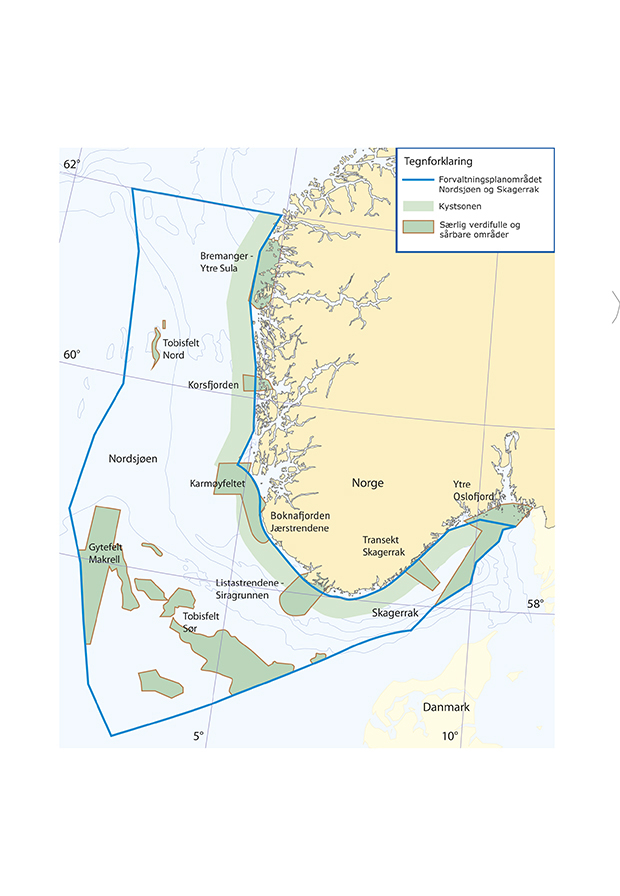 Figur 3.15 Særlig verdifulle og sårbare områder i Nordsjøen og Skagerrak