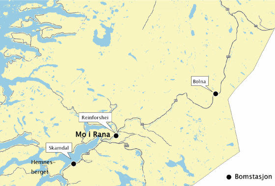 Figur 3.1 E6 Helgeland nord – plassering av bomstasjoner