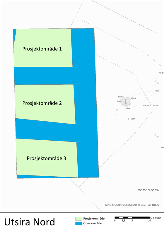 llustrasjon over prosjektområder i Utsira Nord.