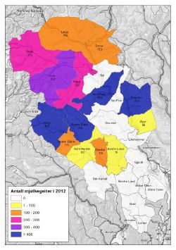 Antall mjølkegeiter 2012 i Oppland
